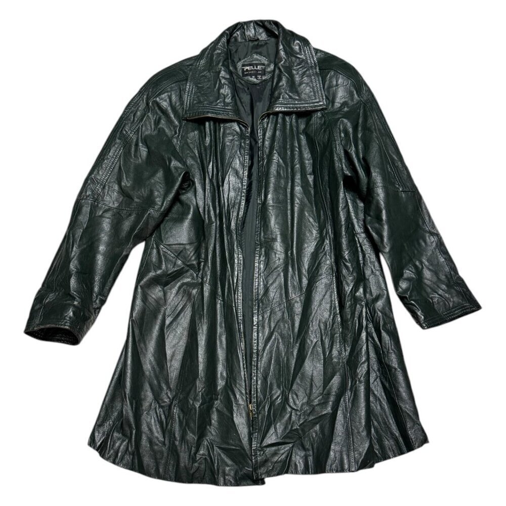 VINTAGE PELLE LEATHER Coat Retro Business Casual Streetwear Jacket Womens Medium